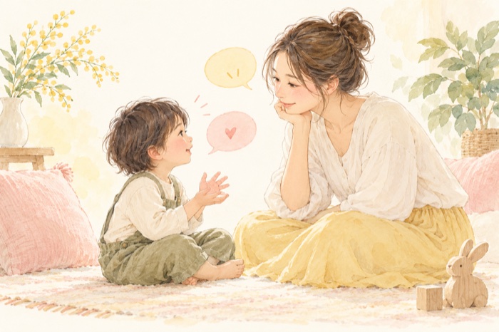 妊娠中・産後のポジティブ子育てメンタルを表す説明用イラスト