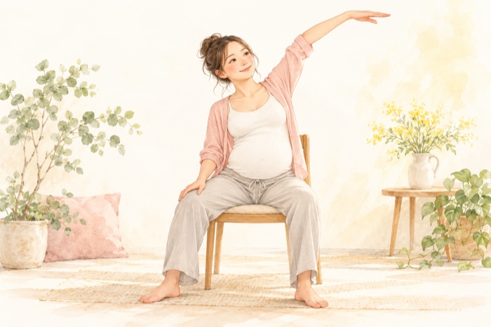 妊娠中の運動ビギナー（妊娠中）を表す説明用イラスト