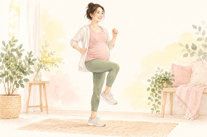 妊娠中のパワフルマタニティ＆有酸素を表す説明用イラスト